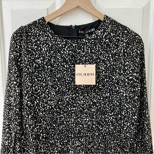 Girl in Mind Polka Dot Dress Black and Gold Size 4